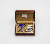 Four silver and enamel brooche