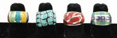 FOUR SILVER AND ENAMEL WIDE RI