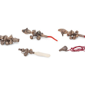 Four Silver Baby Rattles