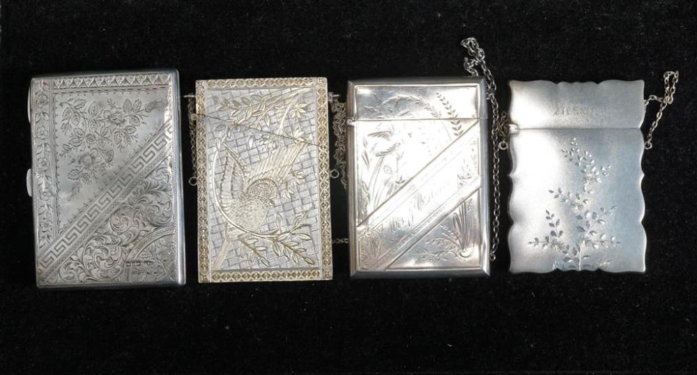 FOUR SILVER CARD CASES, 9.15