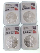 FOUR SILVER EAGLE PROOFS SIGNA