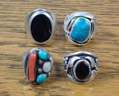 FOUR SILVER MEN'S RINGSFOUR SI