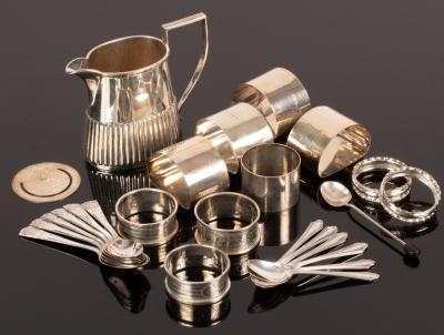 Four silver napkin rings, AH,