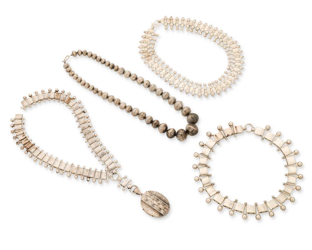 FOUR SILVER NECKLACES15138-5,  Four
