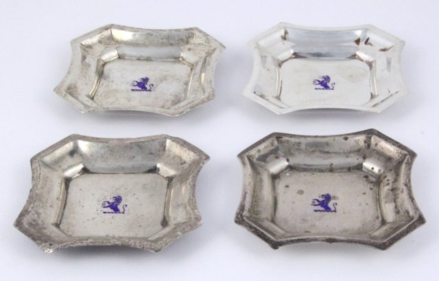Four silver pin trays David J Welby