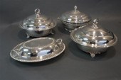 FOUR SILVER PLATE COVERED ENTR