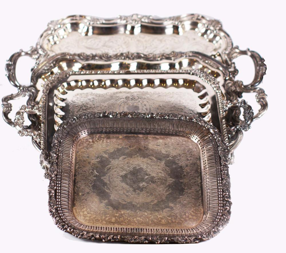 FOUR SILVER PLATE SERVING