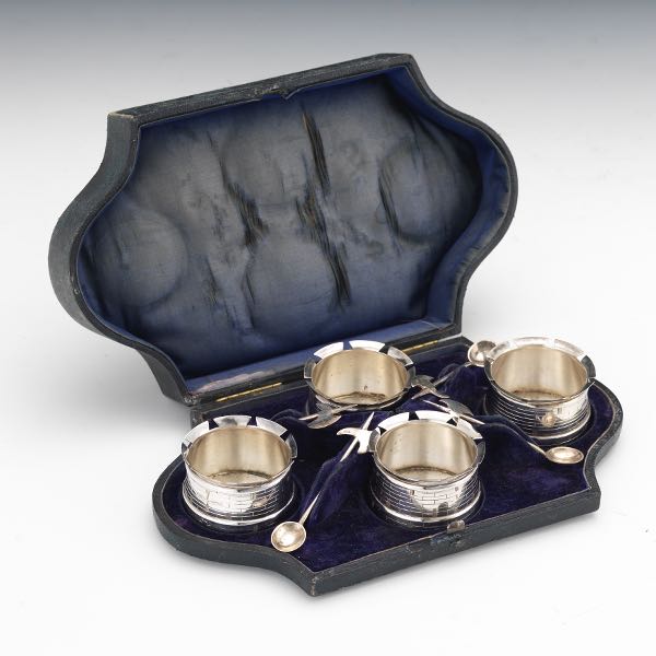 FOUR SILVER PLATED CASTLE AND