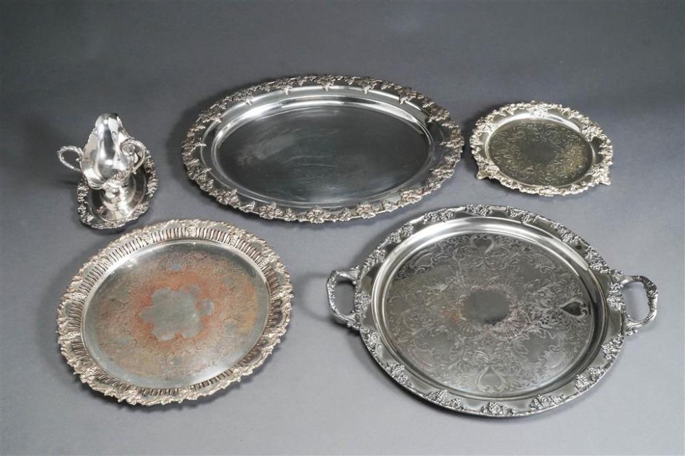 FOUR SILVER PLATED GRAPEVINE BORDER