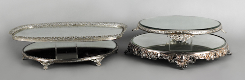 Four silver plated mirrored