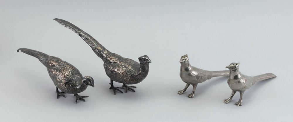 FOUR SILVER PLATED PHEASANT
