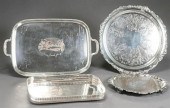 FOUR SILVER PLATED TRAYSFour S