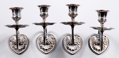 Four silver plated wall sconces: