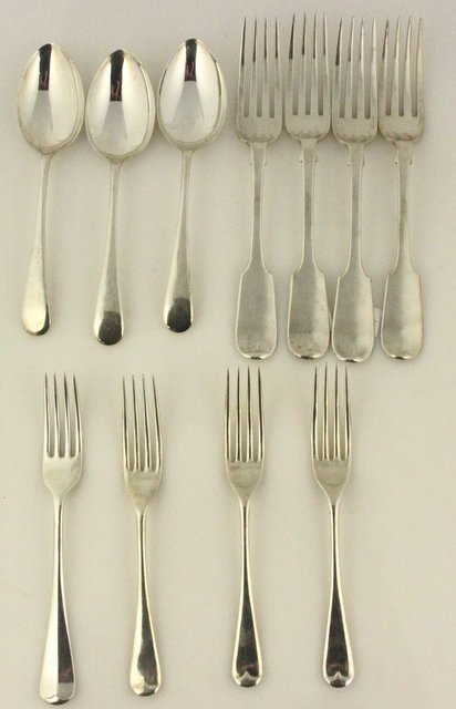 Four silver table forks London 1865