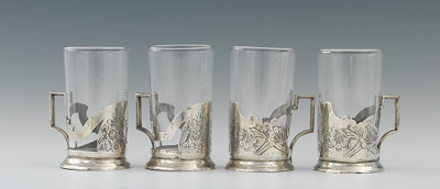 Four Silver Tea Glass Holders