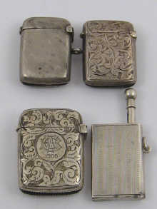 Four silver vesta cases one being a