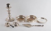 FOUR SILVER WINE COASTERS, RET
