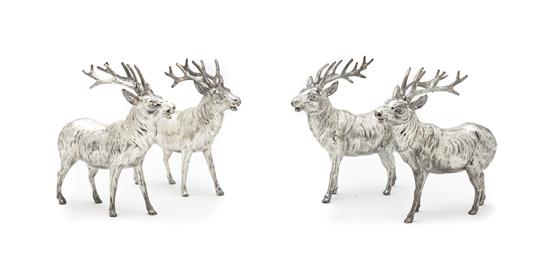Four Silverplate Reindeer each