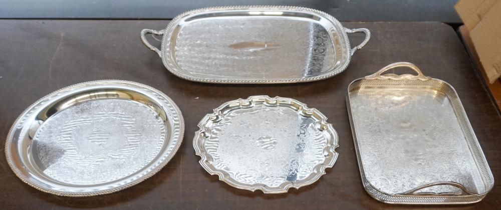 FOUR SILVERPLATE TRAYSFour