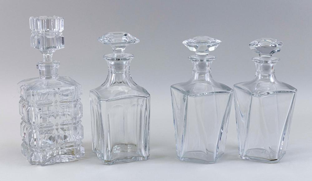 FOUR SIMILAR CRYSTAL DECANTERS 20TH