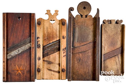FOUR SLAW BOARDS, 19TH C., THREE