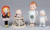 FOUR SMALL BISQUE DOLLSFour sm