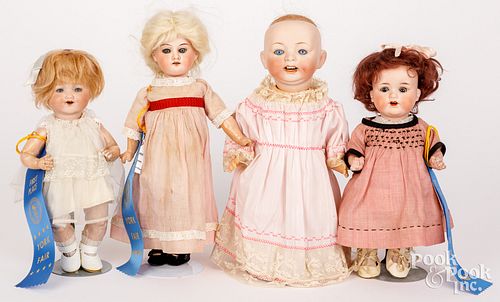 FOUR SMALL BISQUE HEAD DOLLSFour