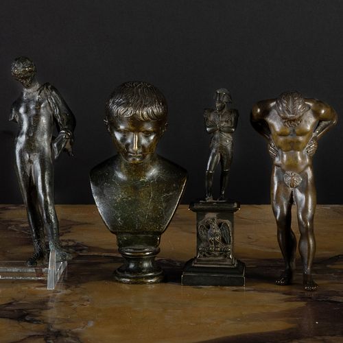 FOUR SMALL BRONZE FIGURAL TABLE