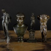 FOUR SMALL BRONZE FIGURAL TABL