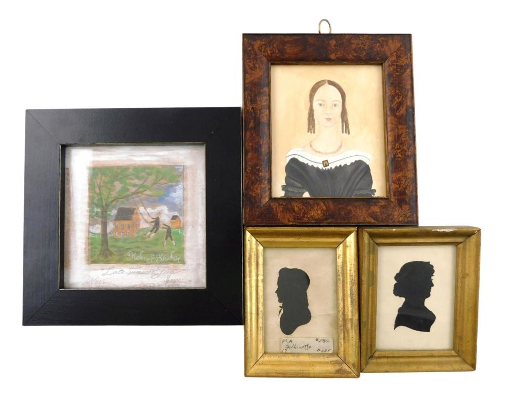 FOUR SMALL FRAMED ARTWORKS,