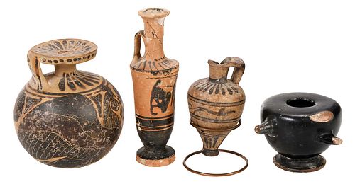 FOUR SMALL GRECO ROMAN STYLE OIL