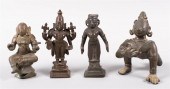 FOUR SMALL INDIAN BRONZES, 19T