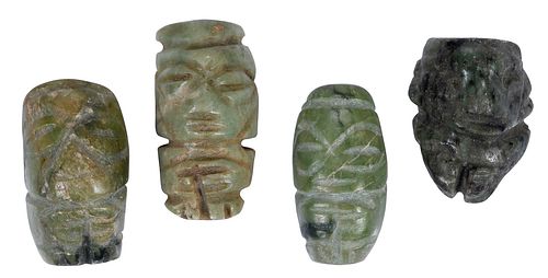 FOUR SMALL MESOAMERICAN JADE