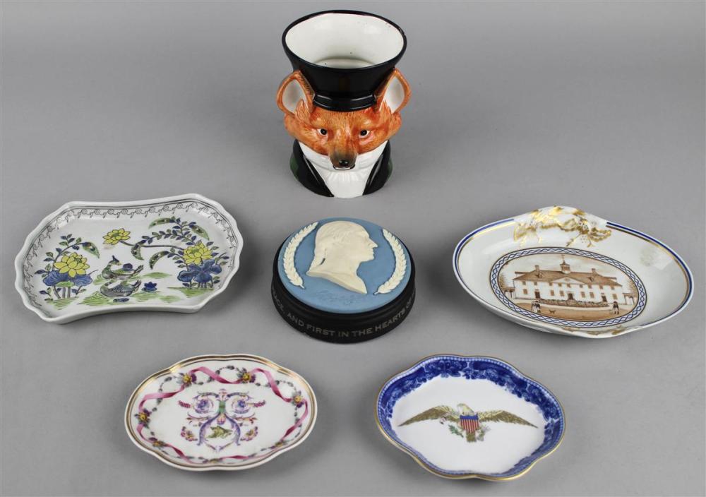 FOUR SMALL PIN TRAYS AND TEA