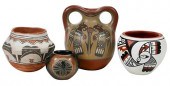 FOUR SMALL PUEBLO POTS20th cen