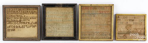 FOUR SMALL SILK ON LINEN