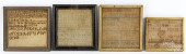 FOUR SMALL SILK ON LINEN SAMPL