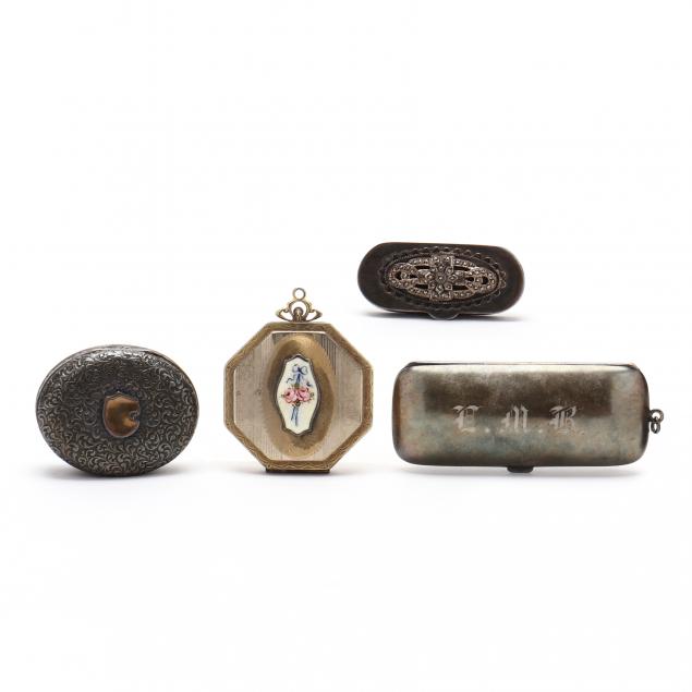 FOUR SMALL SILVER AND GOLD BOXES