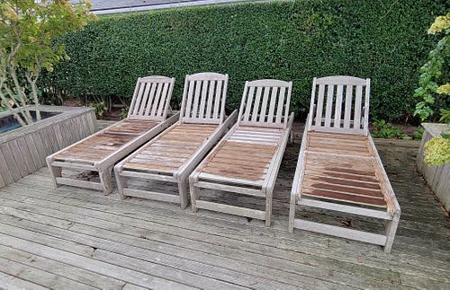 FOUR SMITH & HAWKEN TEAKWOOD CHAISE
