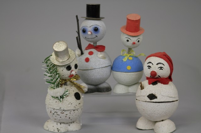 FOUR SNOWMEN CANDY CONTAINERS