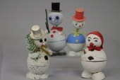 FOUR SNOWMEN CANDY CONTAINERS