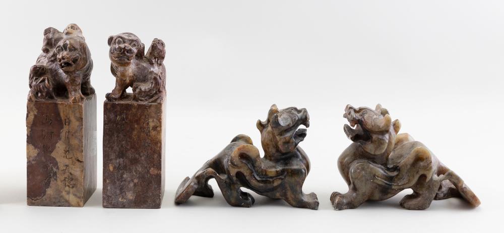 FOUR SOAPSTONE CARVINGS 20TH