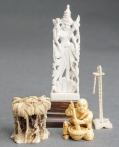 FOUR SOUTHEAST ASIAN CARVED CA