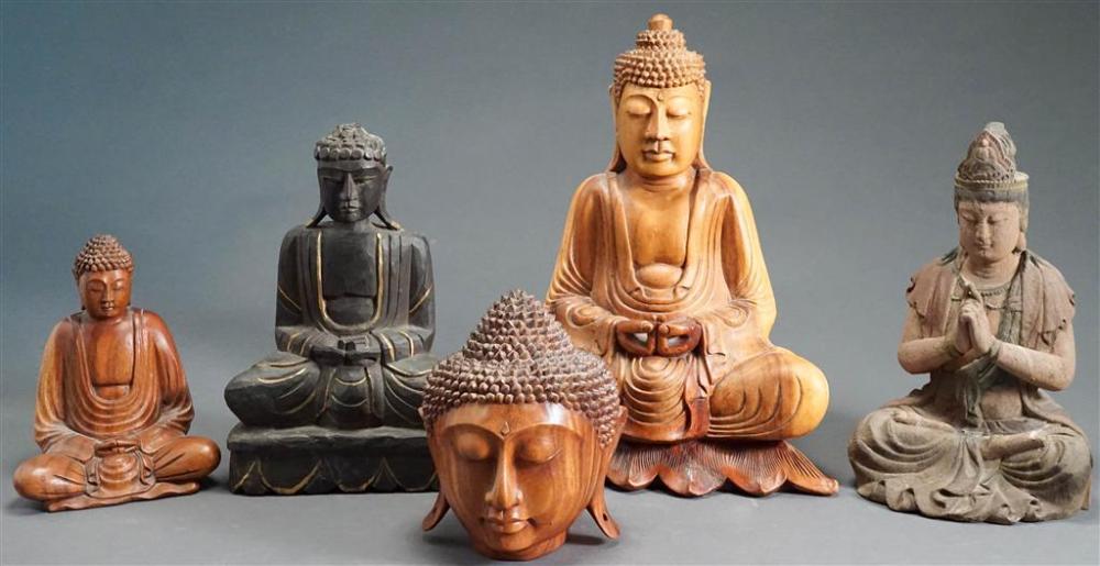 FOUR SOUTHEAST ASIAN CARVED WOOD