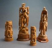 FOUR SOUTHEAST ASIAN CARVED WO