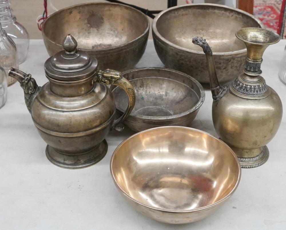 FOUR SOUTHEAST ASIAN METAL BOWLS