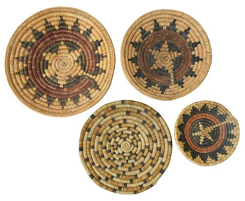 FOUR SOUTHWESTERN COILED BASKET