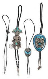 FOUR SOUTHWESTERN SILVER AND T