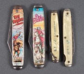 Four souvenir pocket knives in