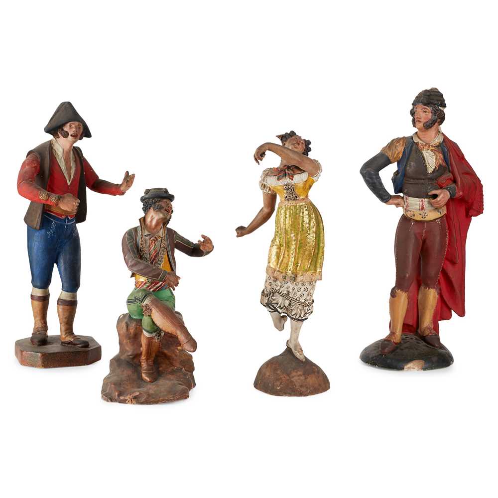 FOUR SPANISH POLYCHROME